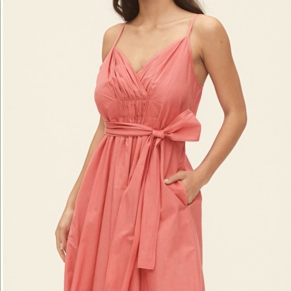 Gap Pleated Cami Dress NWT XS Petite Lipstick pink